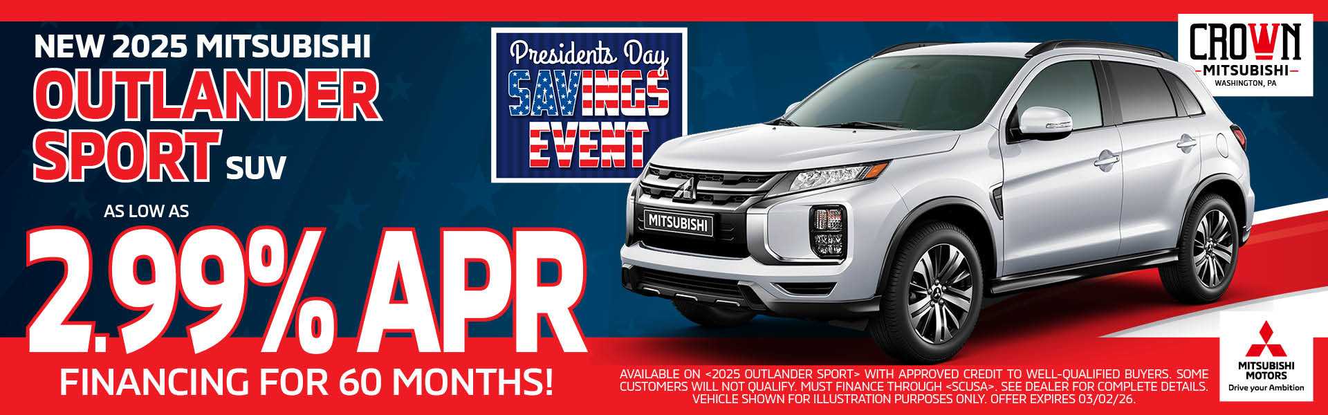 New 2025 Mitsubishi Outlander Sport 2.99% APR for 60 Months