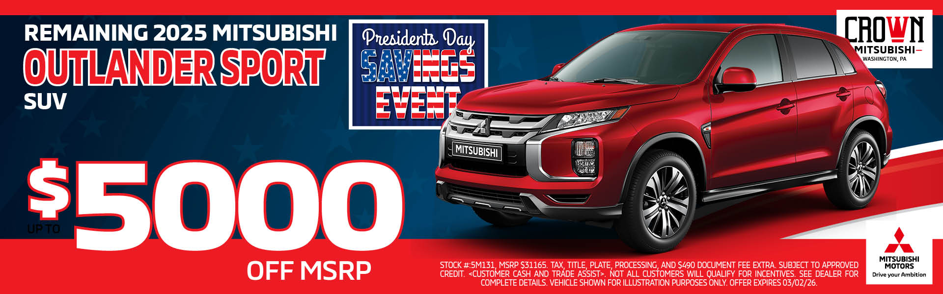 New 2025 Mitsubishi Outlander Sport $5,000 Off MSRP